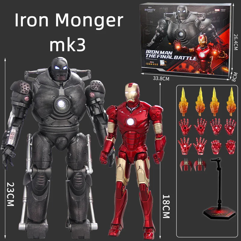 Original Avengers ZD Toy Light version Iron Man Mark3 MK6 Action Figure MK1-7 LED MK85 Suit-up Gantry Adult Collectible toys
