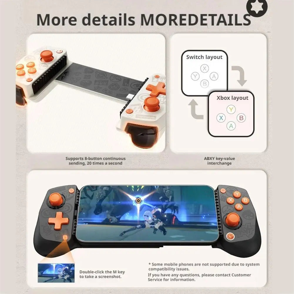 For GameSir X5 Stretch Game Controller Type-C Port Android Ios Mobile Gamepad Ergonomic Design Gaming Lite Extension Handle