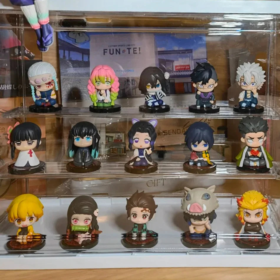 Demon Slayer Figure Toy Anime Kimetsu No Yaiba Q Version Sitting Tanjiro Nidouzi Inosuke Zenizu PVC Figurine Model Doll Gifts
