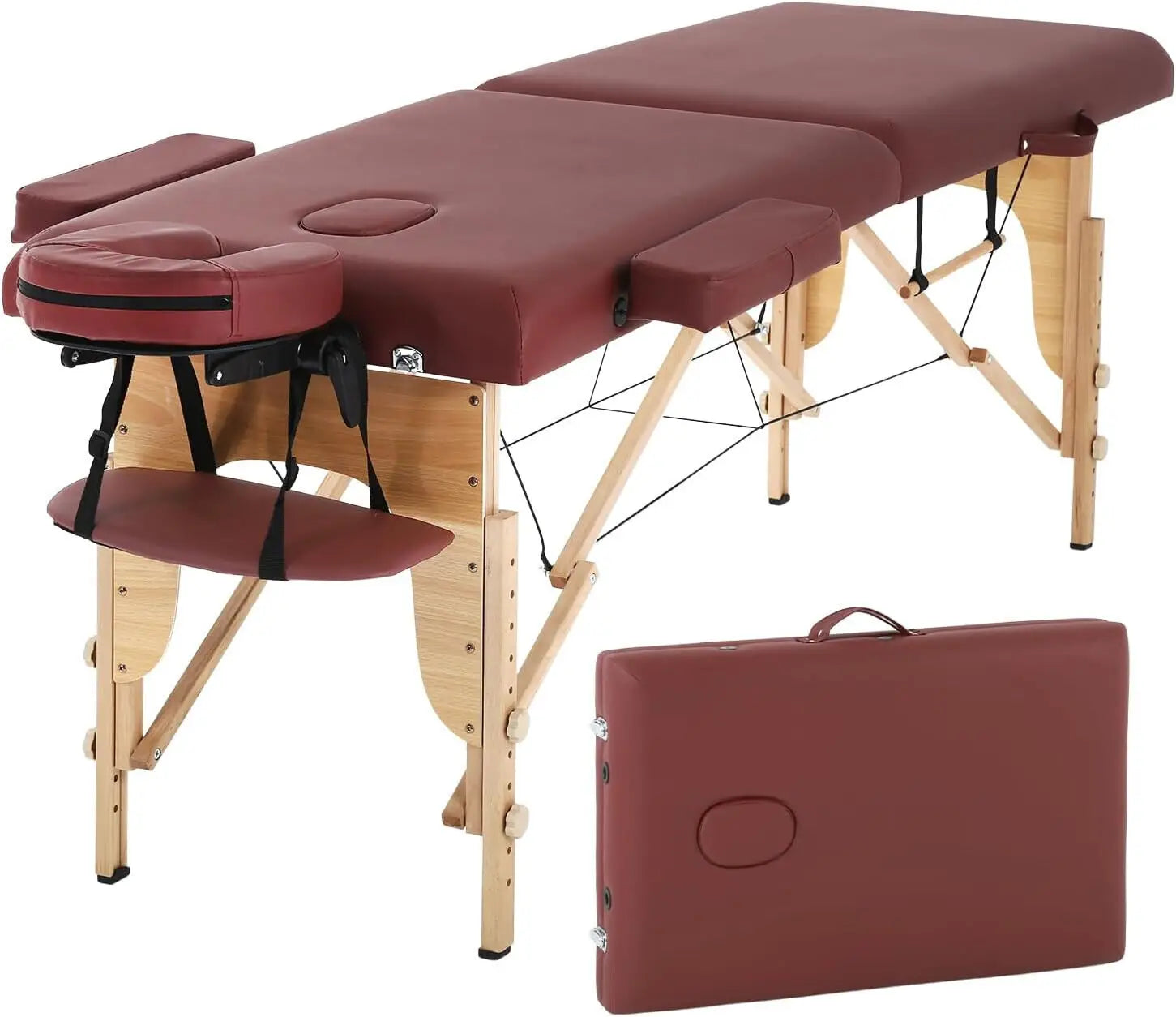 Massagetisch, Massagebett, Spa-Bett, 185 cm lang, tragbar, 2-fach klappbar, mit Tragetasche