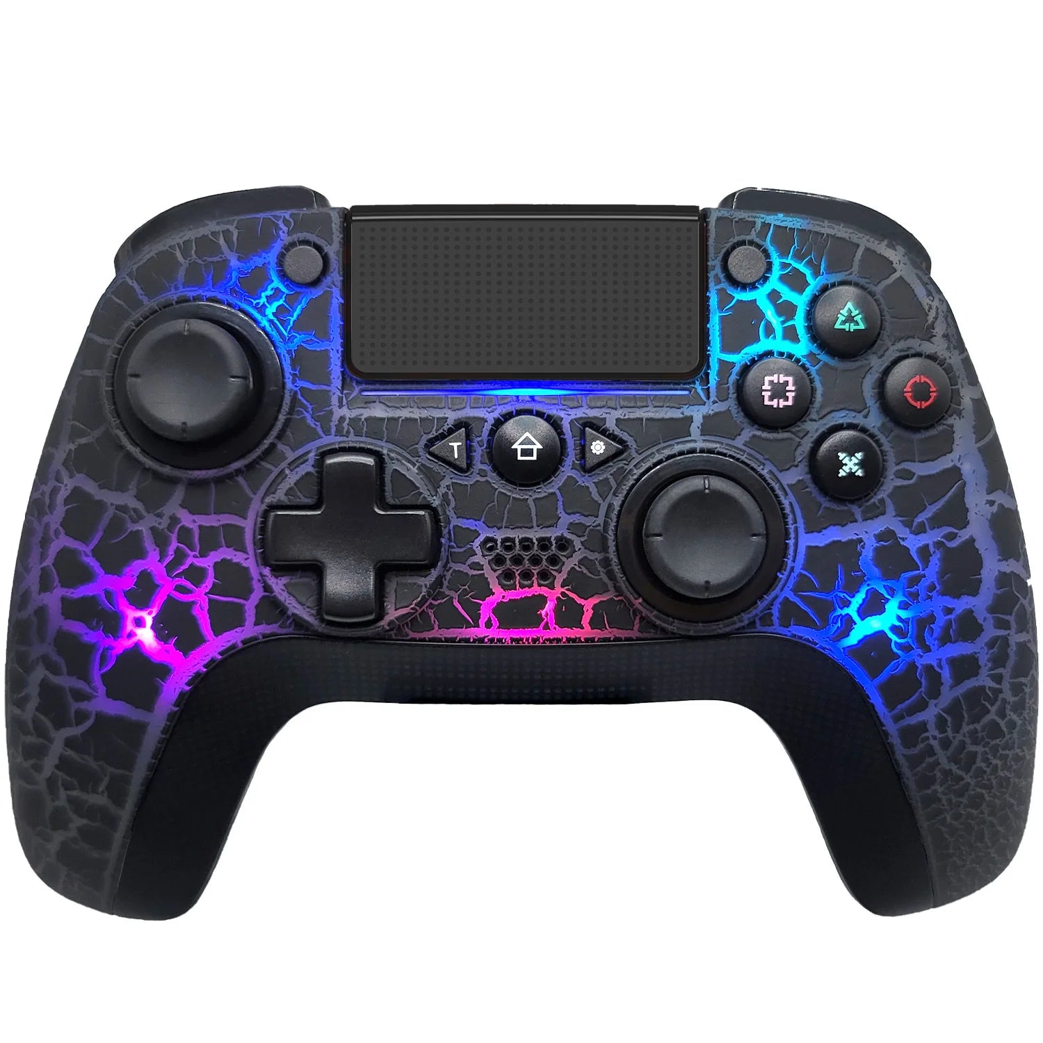 NEW Q600 Wireless Controller for PS4, Wireless Remote Gamepad with Unique Cracked Design/8 Adjustable LED Colors