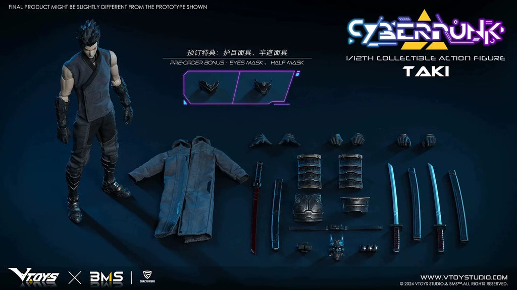 In Stock Vtoys 1 12 Cyberpunk Samurai Taki Articulated Action Figure