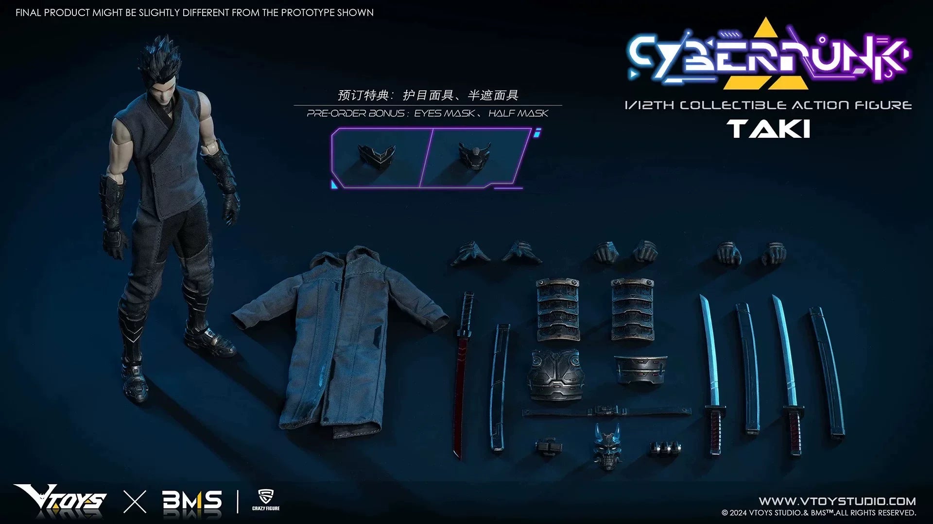 In Stock Vtoys 1 12 Cyberpunk Samurai Taki Articulated Action Figure