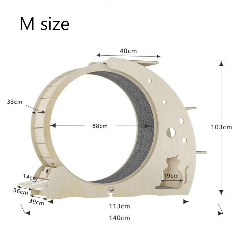 Luxury Pet Climbing Frame - Custom OEM/ODM Cat Treadmill with Dual Bowls (Birch & Fiberboard Options, Indoor Exercise Wheel