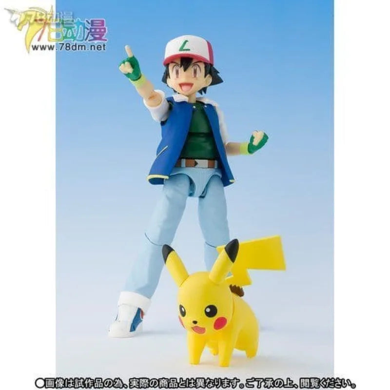 BANDAI Genuine S. H. Figuarts Series Pok É Mon Series Ash&Rocket Team Set Limited Edition Collectible Movable Model