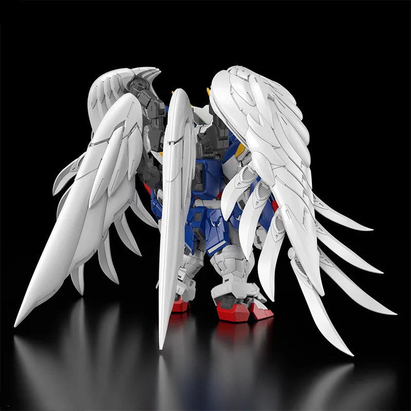 Bandai Original MGSD XXXG-00W0 WING GUNDAM ZERO EW Anime Actionfigur Zusammengebauter Modellbausatz Robotersammlung Spielzeuggeschenk für Kinder