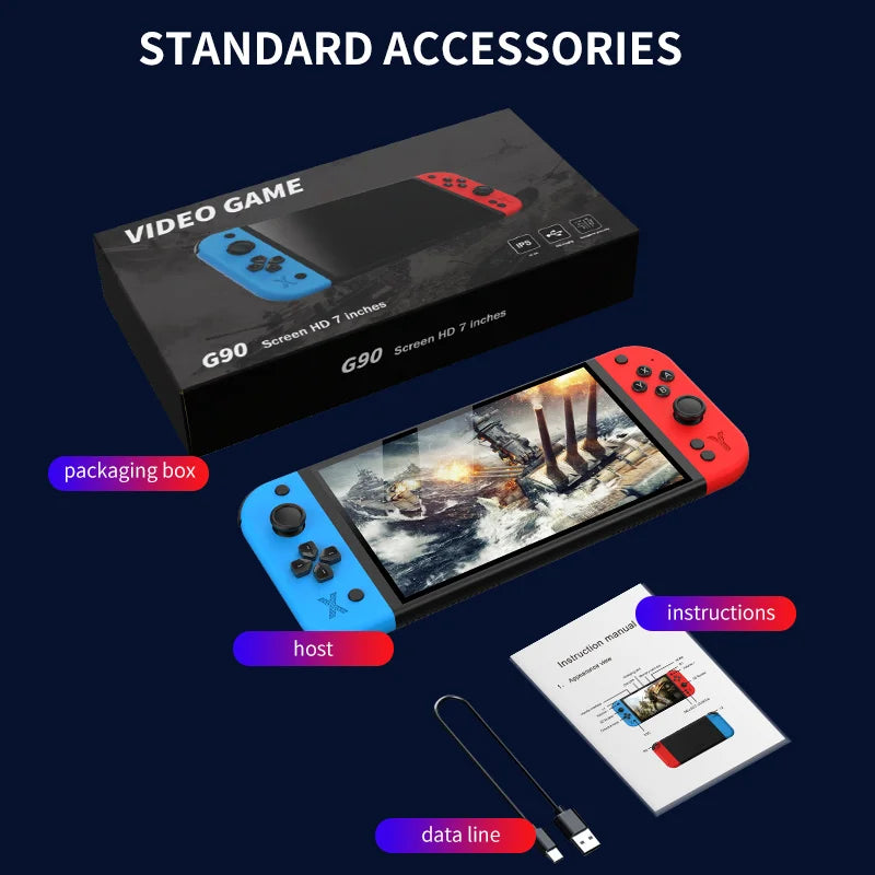G90 7 inch 64GB 4000mAh high definition arcade handheld game console for PSP/PS1 nostalgic retro TV game controller