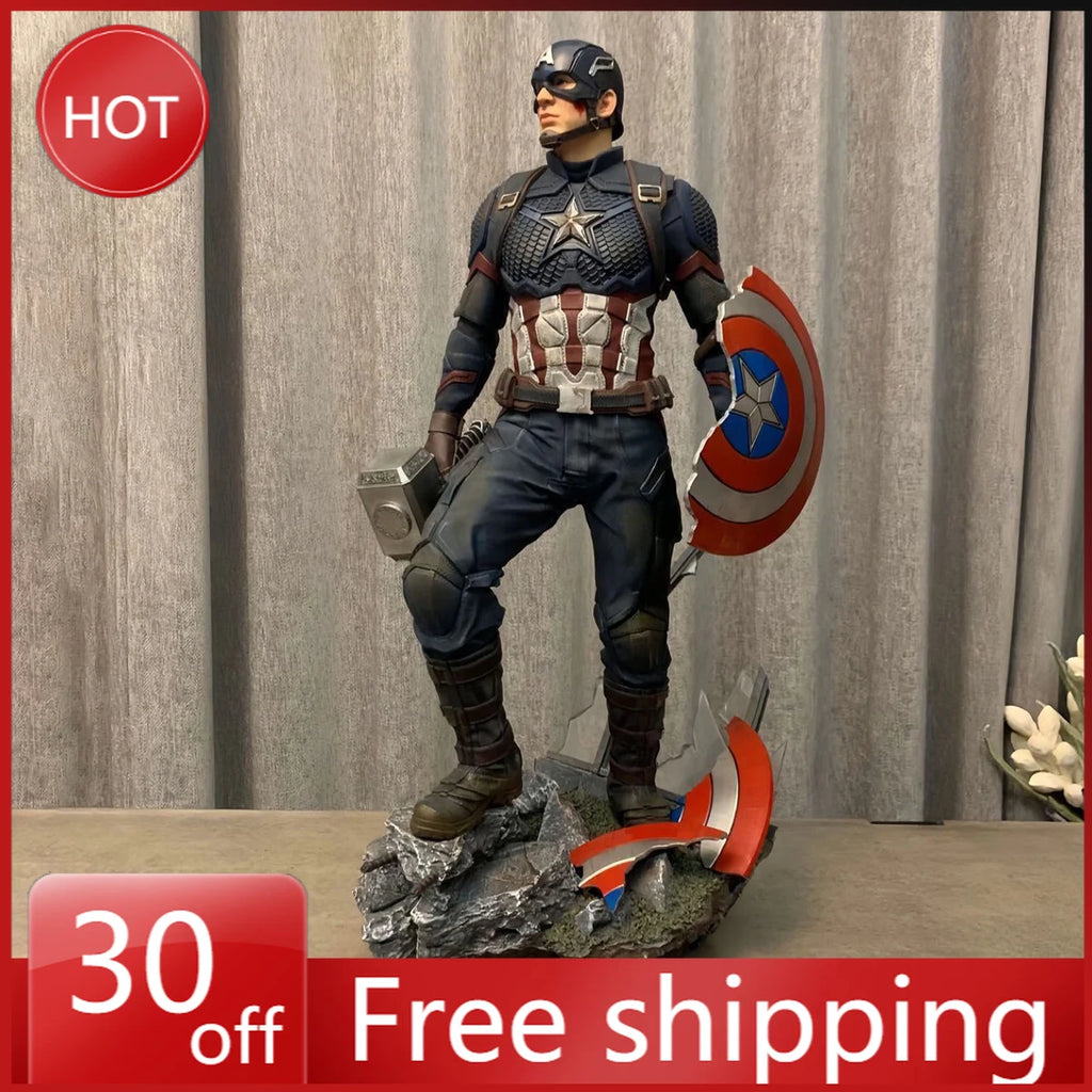 42cm The Avengers Figure Captain America Standing Posture Model Pvc Anime Action Series Desktop Ornaments Holiday Gifts Kids Toy