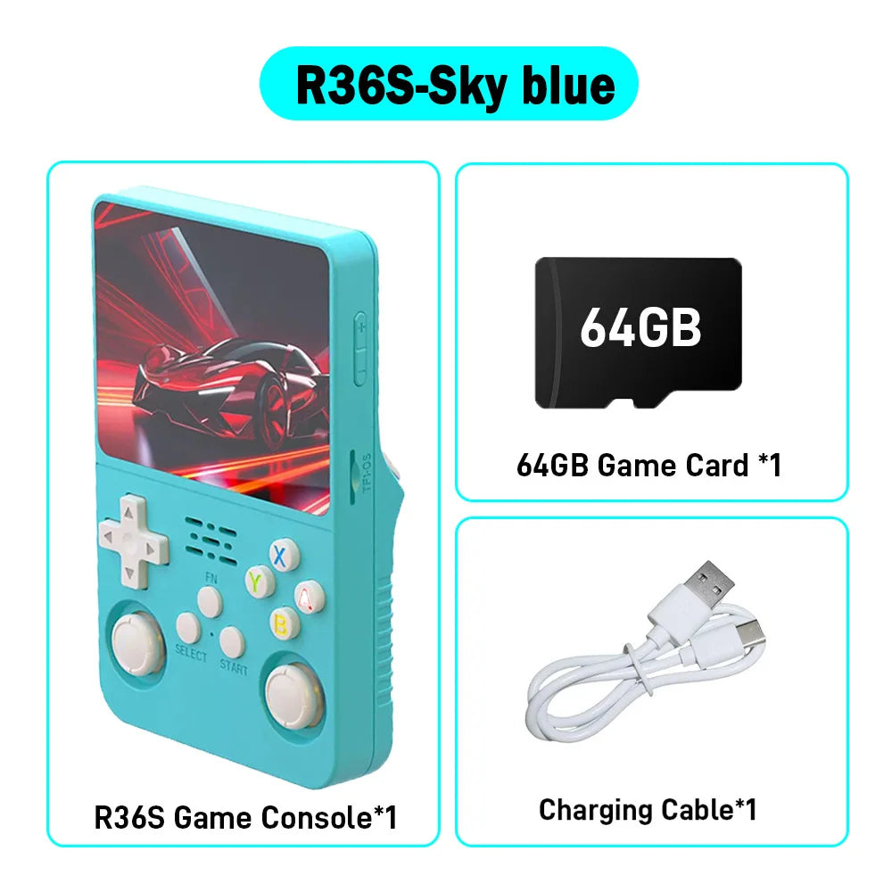 R36S Retro Handheld Video Game Console Linux System 3.5 Inch IPS Screen R35s Pro Portable Pocket Video Player 64GB/128G Games