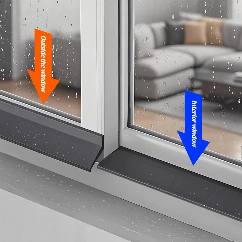 Home Window Water Blocking Bar Sliding Window Rain Weatherstrip Balcony Insulation Windproof Sealing Strip Flashing Board