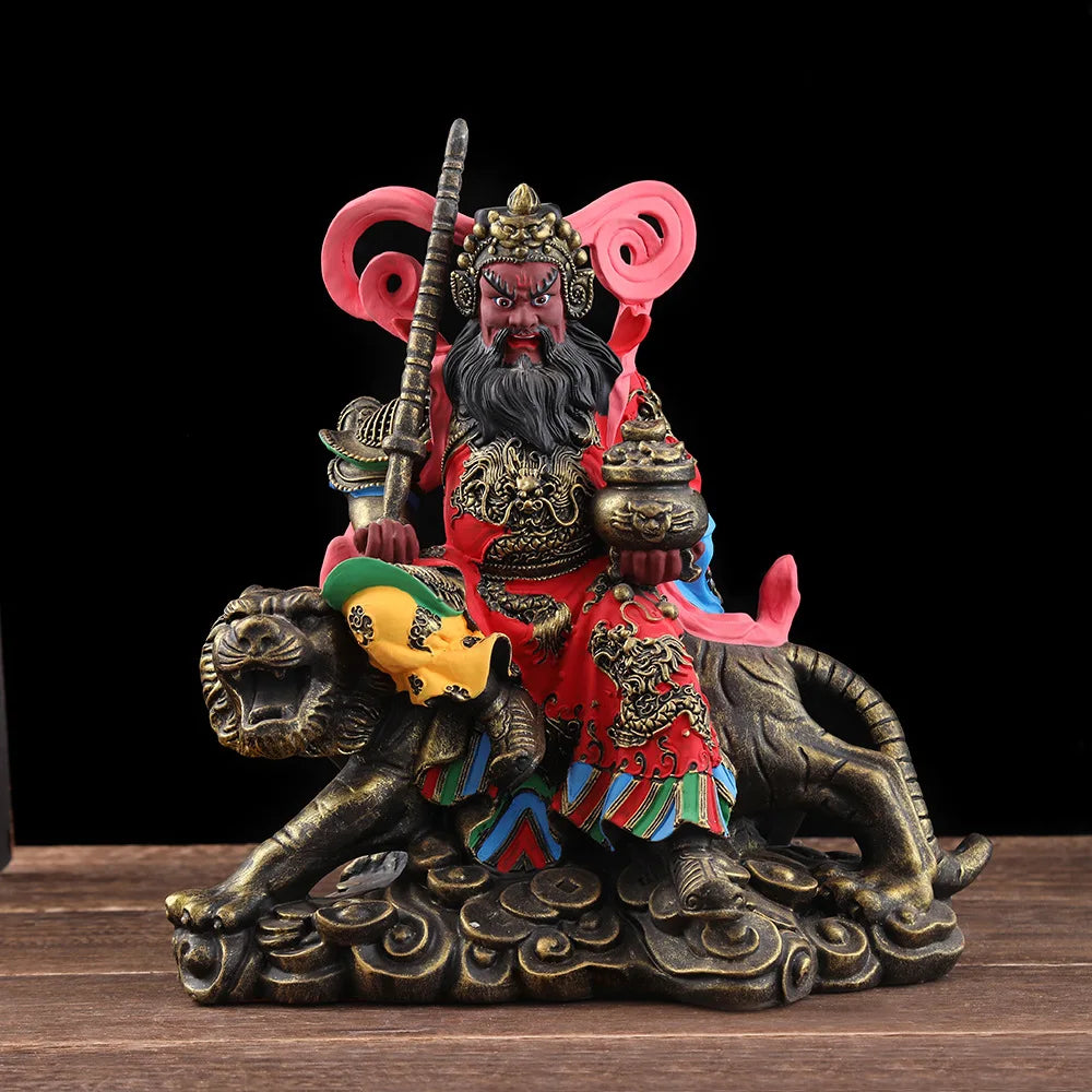 God of Wealth Zhao Gongming Rresin Statue of Tiger Resin Statue of Buddha Home Offering
