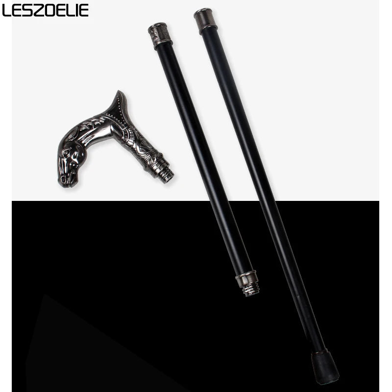 Horse-Head Stick Series Man Alloy And Resin Horse Head With Iron And Red Wooden Walking Cane For Woman Fashionable Canes