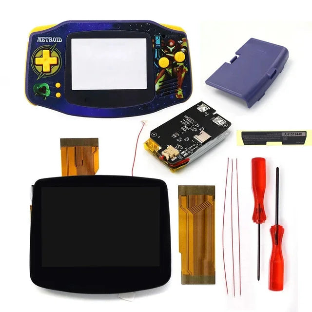 Hispeedido TYPE-C 1800 mah Battery Drop in 3.0" V5 Laminated LCD display For GBA IPS highlight screen  w/ UV housing Shell