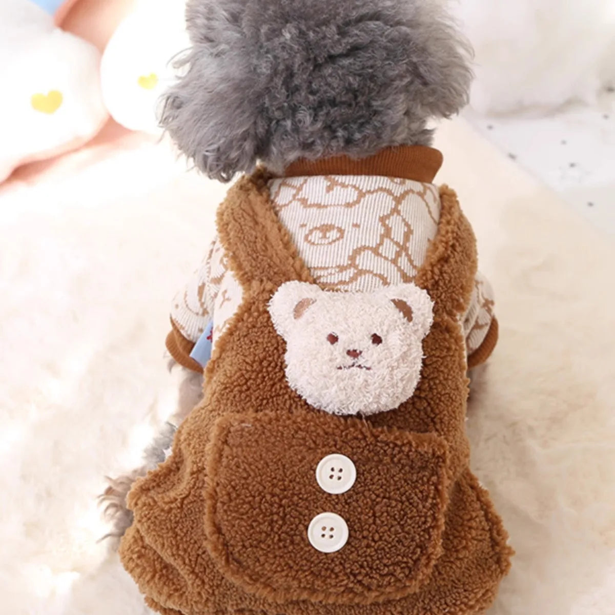 Autumn Winter Velvet Overalls Warm Teddy Bear Jumpsuit Cat Clothing Four Legged Pants Universal Thick Pet Clothing Puppy Clothes