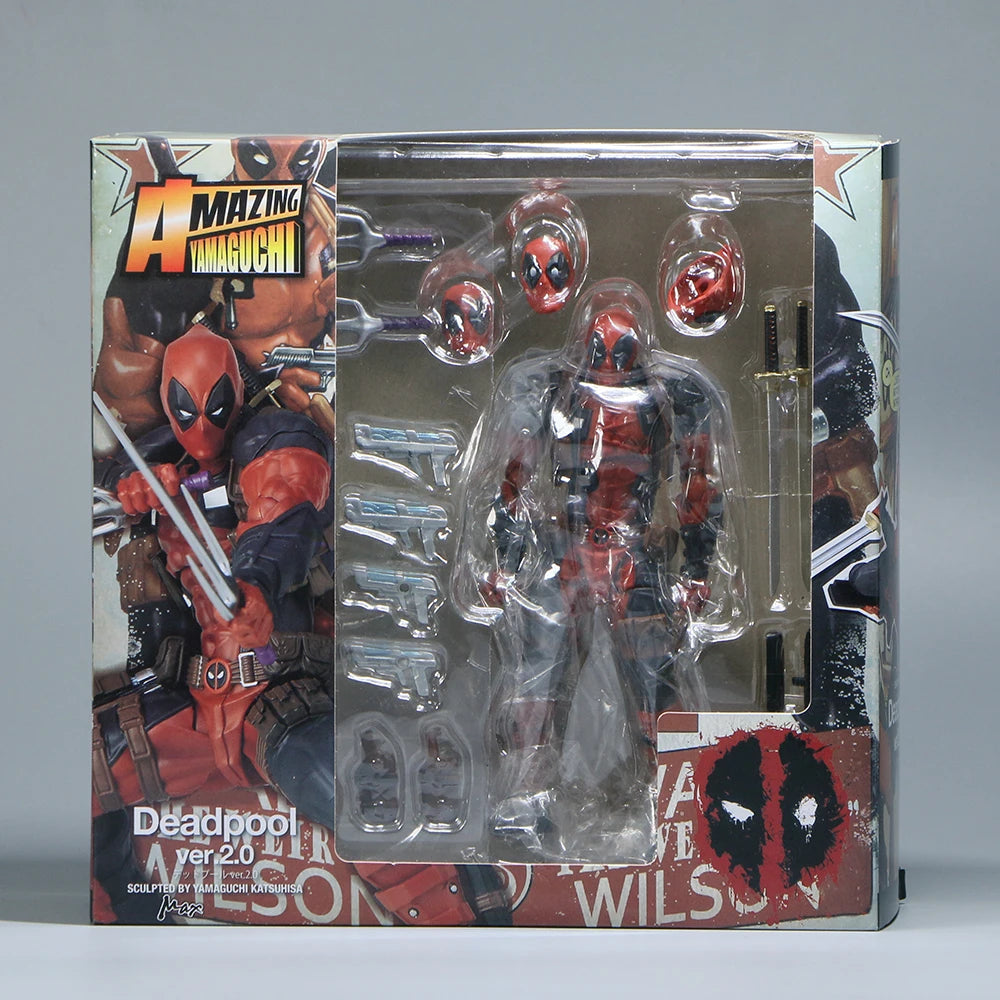 AMAZING YAMAGUCHI Deadpool & Wolverine 2.0 Grey Action Figure Mutants Joint Movable KAIYODO Wade Model Movie Toys for Kids Gift