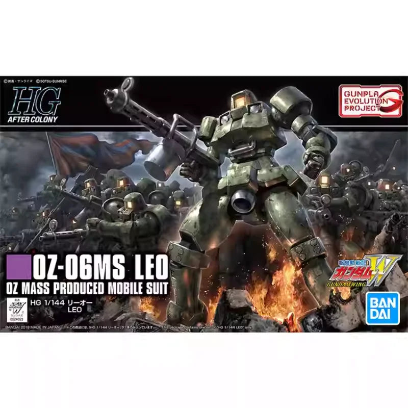 Bandai Original HGUC Gundam Leo Maganac Gunpla OZ-06MS LEO Assembly Model Kit Collectible Anime Action Figure Toy Gift for Boys