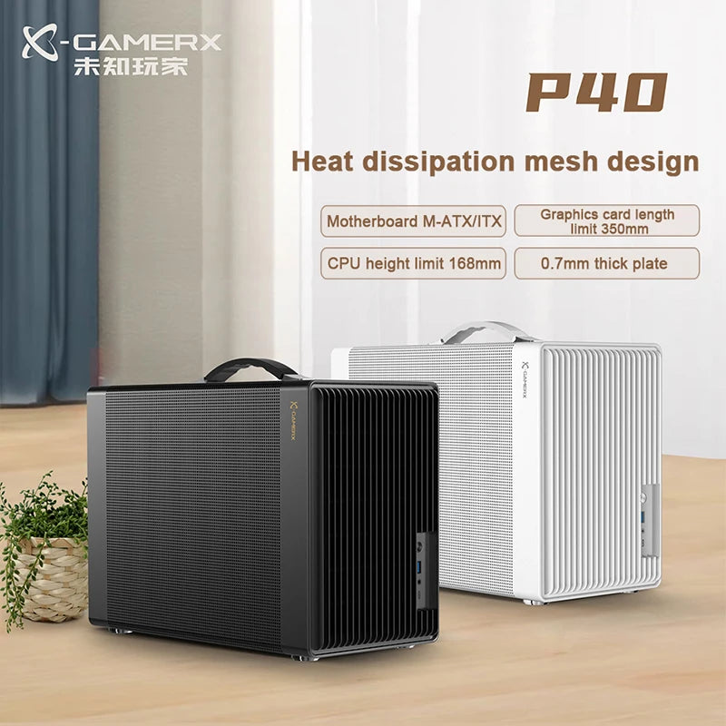 Power Train P40 M-ATX Side noodle  glass ITX Motherboard ATX/SFX Power Supply Support Type-C Desktop Portable MINI Small Chassis