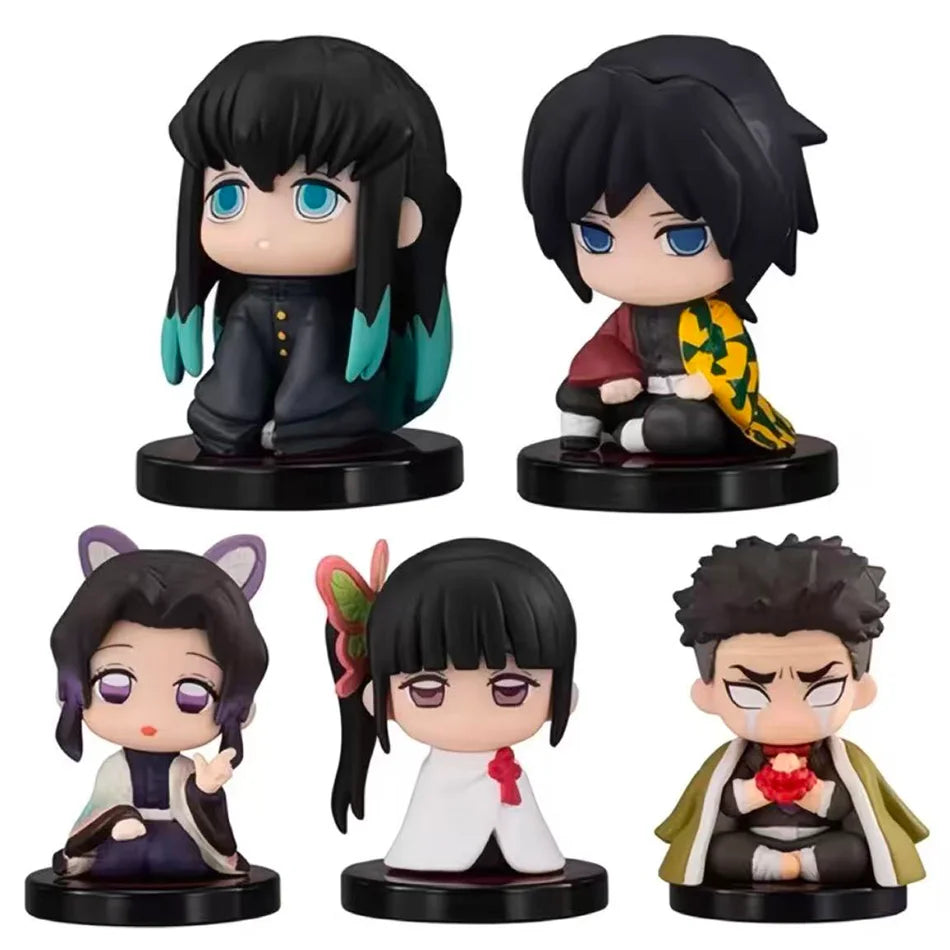 5 Style/Set Q Version Demon Slayer Sitting Ghost Doll Tanjiro Nidouzi Inosuke Zenizu Figure Action Figure Movie Model Toys Doll