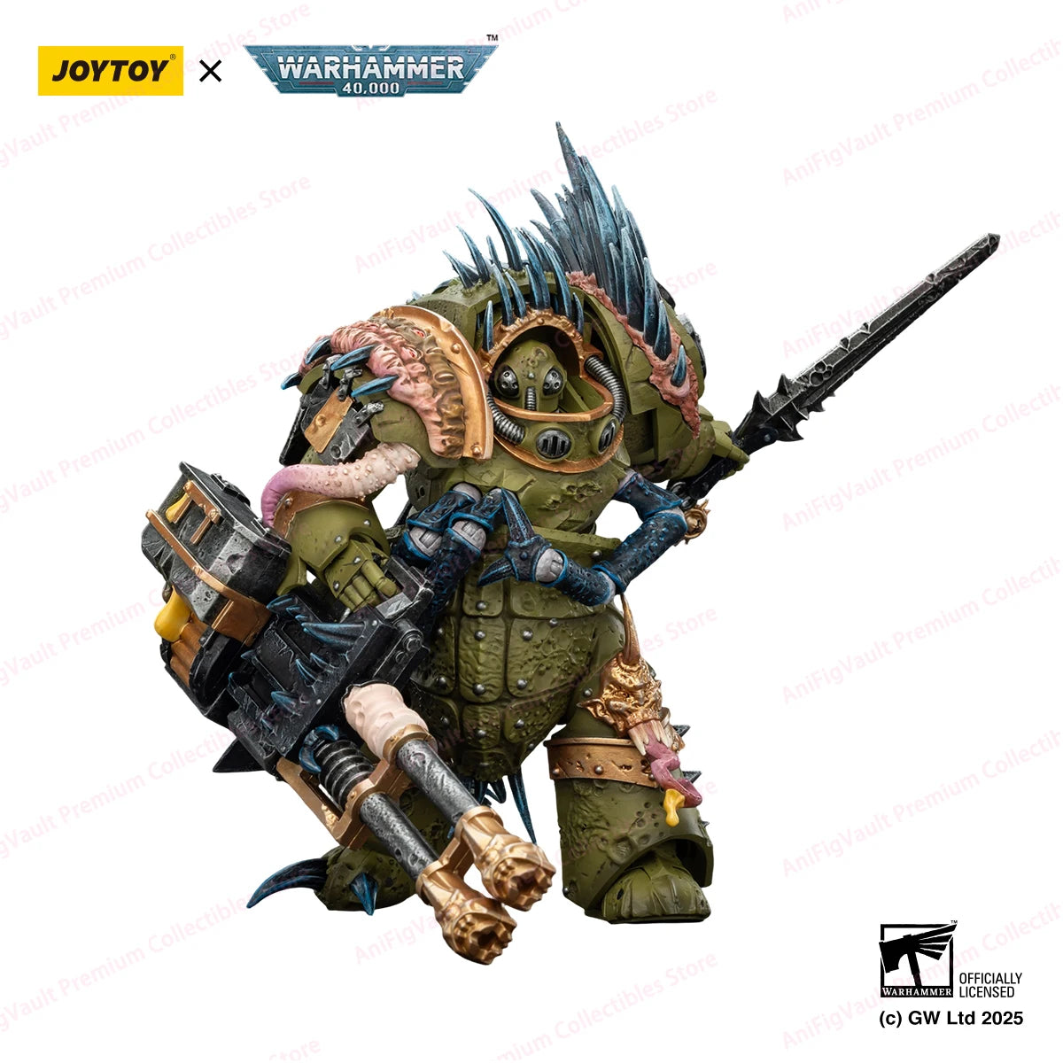 【MT】Pre-sale JOYTOY Warhammer 40K Death Guard Blightlord Terminator 1 with Reaper Autocannon and Bubotic Blades 1/18 Action
