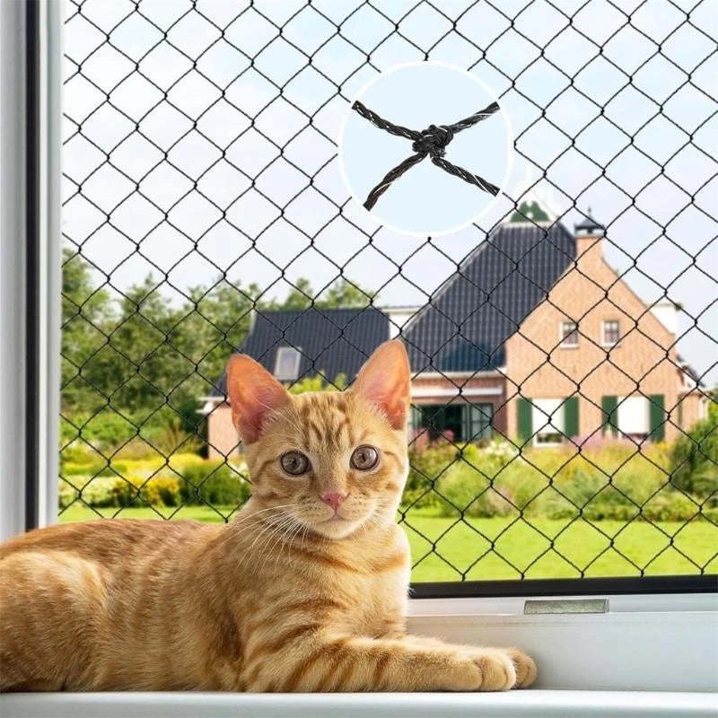 Steel Wire Reinforced Cats Safety Netting for Balconies and Window, Reinforced Netting Mesh Fence for Pet