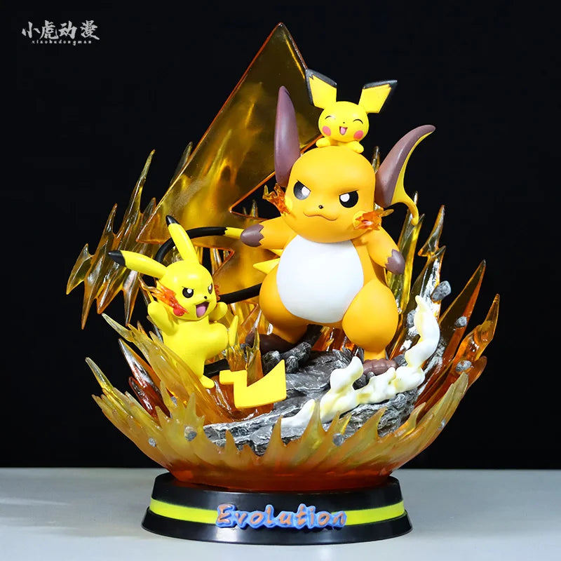 Pokemon Evolution Eevee Anime Figure Charizard Raichu Mewtwo Dragonite Venusaur Gengar Illuminous Figurine PVC Statue Model Toys