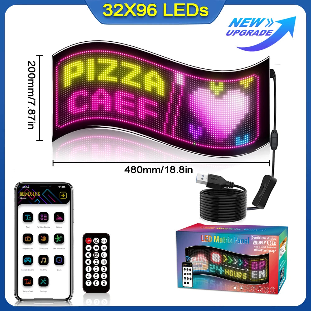 Smart Programmable Devil Eyes Flexible Panel Light For Cars APP Control LED Matrix Display Screen Message Scrolling Light