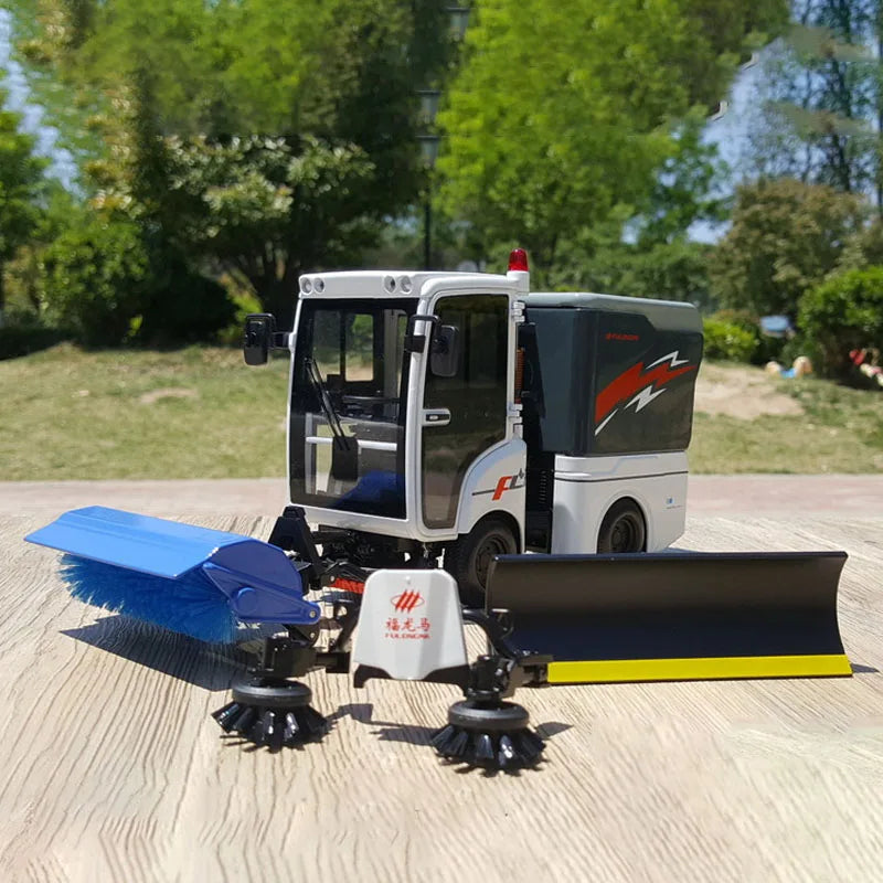 Druckguss-Modellauto FLMSD18 im Maßstab 1:18, Knickgelenk-Straßenkehrmaschine, Legierung, Sanitärfahrzeug, Modellsammlung, Souvenir-Display, klassisches Geschenk für Jungen
