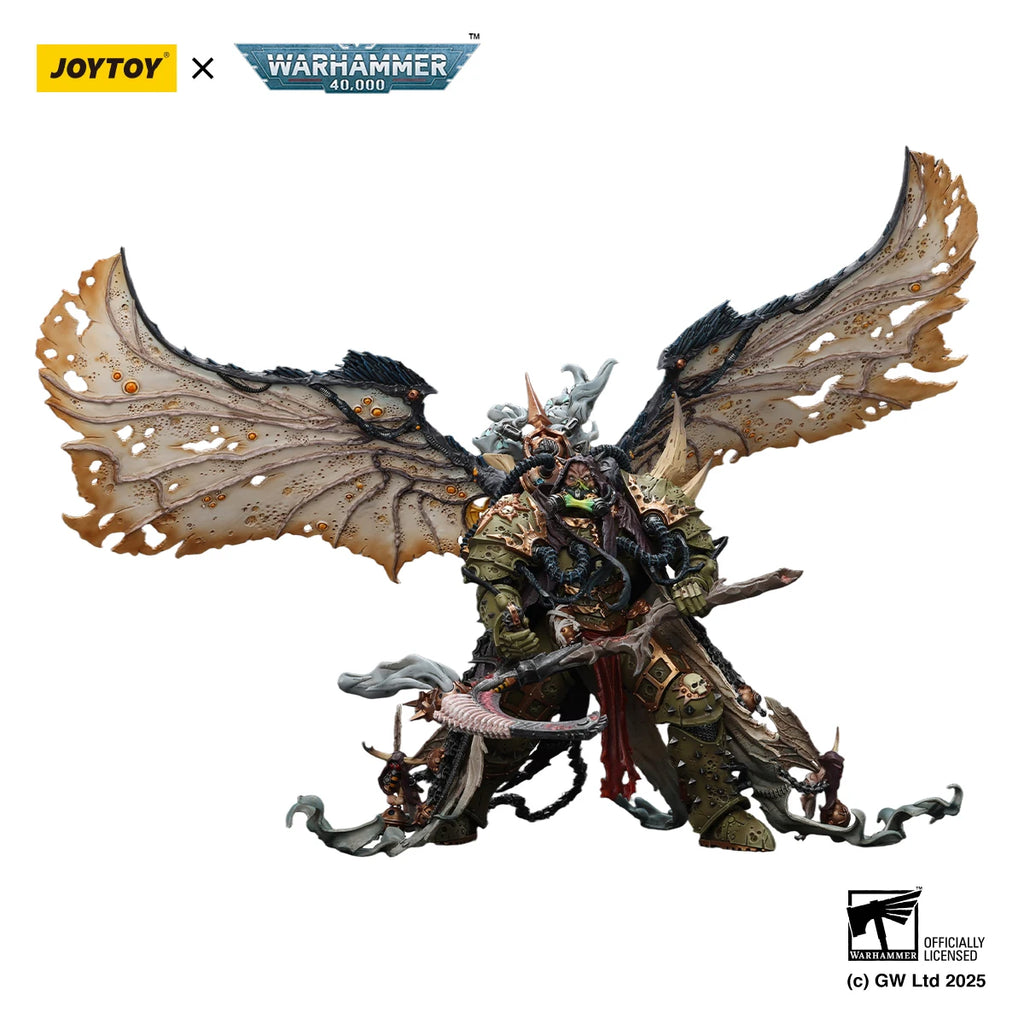 JOYTOY 1/18 Action Figures Mortarion Daemon Primarch of Nurgle with Ancient weapons‘The Lantern' and ‘Silence'