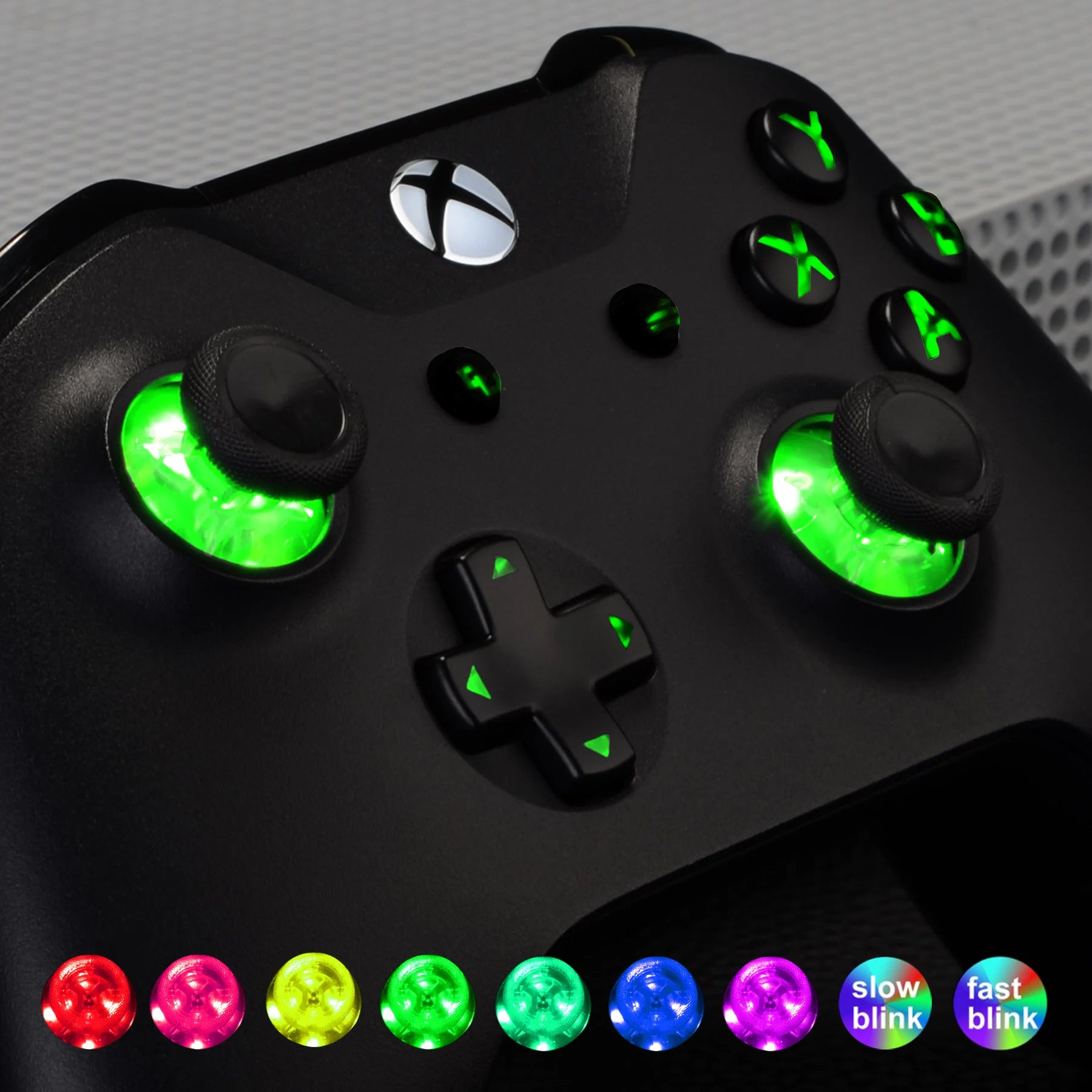 eXtremeRate Multi-Colors Luminated (DTF) LED-Kit für Xbox One Standard Xbox One S/X Controller, D-Pad Thumbstick ABXY-Tasten 