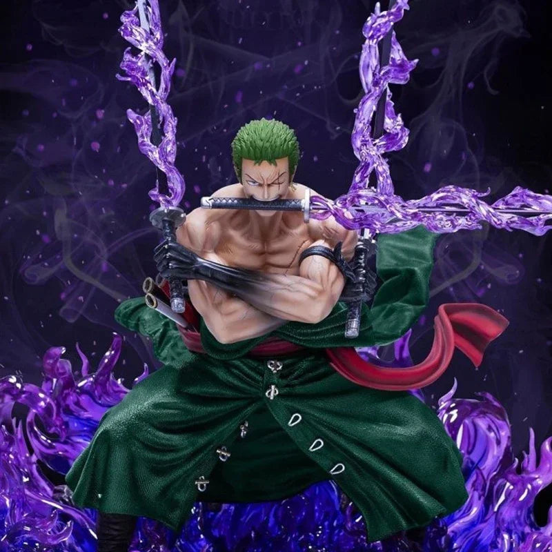 Anime Zoro One Piece Figurine Roronoa Zoro Three Heads and Six Wano Country Action Figures 40cm PVC Collection Model Toys Gifts
