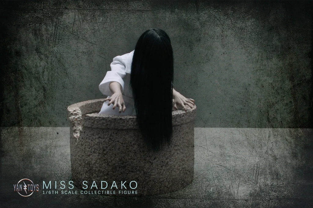 YANTOYS JR08 1/6Scale Long Haired Female Ghost Miss Sadako White Dress Cosplay Scene Full Set 12'' Action Figure Model Dolls Toy