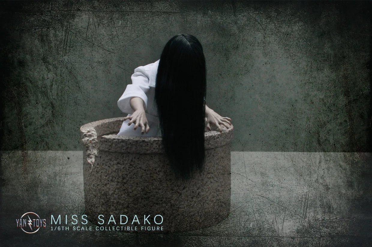 YANTOYS JR08 1/6Scale Long Haired Female Ghost Miss Sadako White Dress Cosplay Scene Full Set 12'' Action Figure Model Dolls Toy