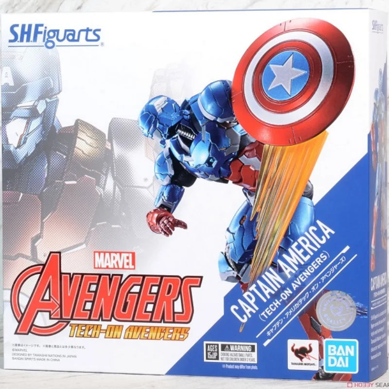 Bandai S.h.figuarts Captain America Iron Man (tech-on Avengers) Marvel Action Figure 15.5cm Collectibles Model Toys New In Stock