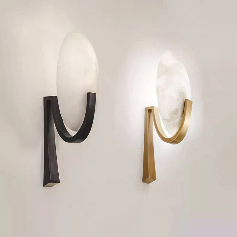 Nordic Luxury Copper Marble Wall lamp Sconce Postmodern Natural Stone wall light Bedroom Living Room led Decoration lighting