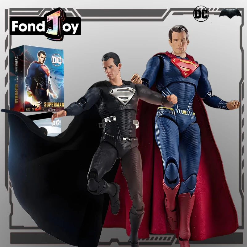 FondJoy Original DC Series Justice League Laser Eye Black Superman Action Figure Assembly Model Toys Collectible Gifts for Boys