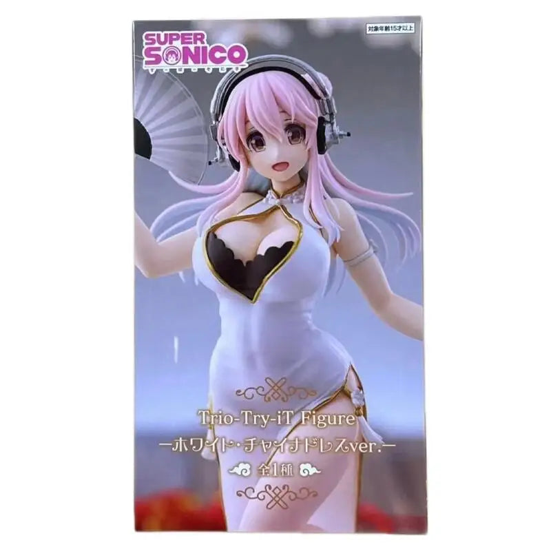 In Stock [Genuine] Original Furyu Super Sonico Trio-Try-It Figure White China Dress PVC Figure Model Collector Figurine Toys