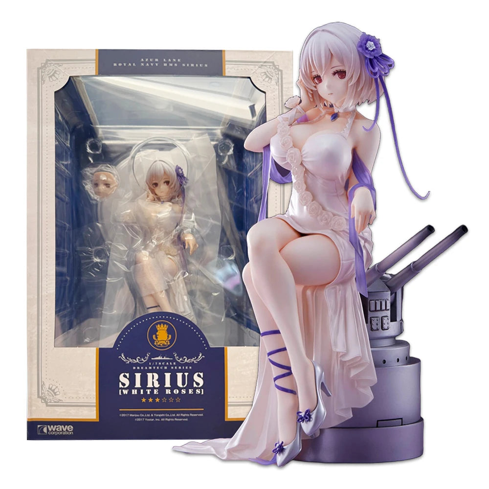 22CM Anime Game Azur Lane Sirius Dream Tech 1/7 White Rose Ver Sitting Model Toy Doll Ornaments Aciton Figure PVC