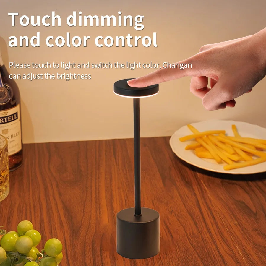 USB Rechargeable Led Night Light Desk Lamps 3 Color Touch Table Lamp Infinitely Dimmable Dining Bedside Lights Room Decor Gift