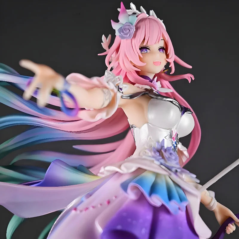 In Stock Pink Gradient Long Hair Girl Ornament With Bow Accessory And Small Pet Desktop Display Collection Gift