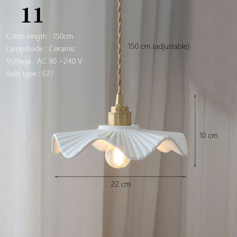 Japanese Ceramic Pendant Lights Scandinavian Light Luxury Pendant Lamp for Living Room Bedroom Dinning Room Kitchen Island