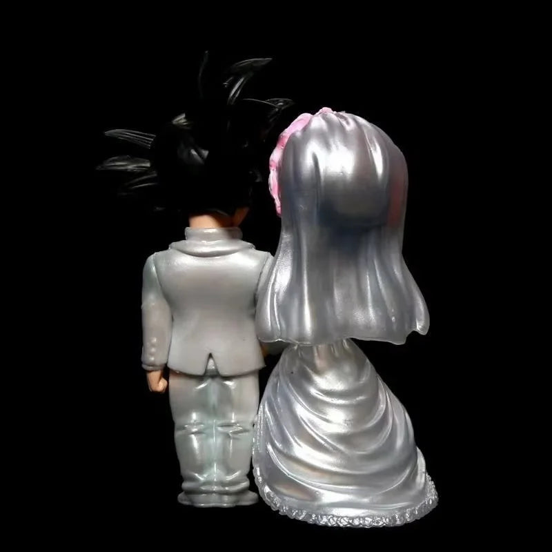 Son Goku and Chichi Wedding Mariage Model Dragon Ball Z Action Figure DBZ Somersault Figurine Anime PVC GK Statue Ornament Toys