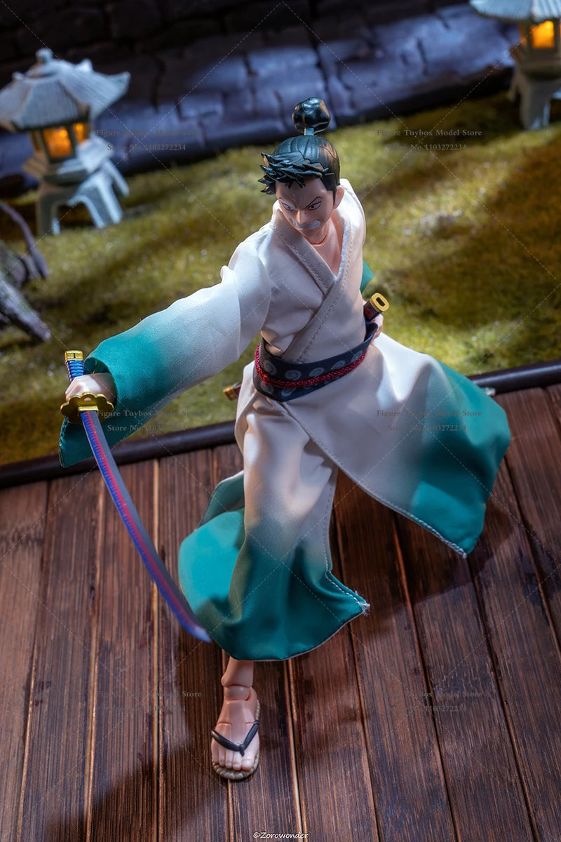 1/12 Shimotsuki Ryuma Soldier Final Battling Green Mini Long Robe Toys Clothes Accessory For Anime One Piece 6" Shf Figure Cos