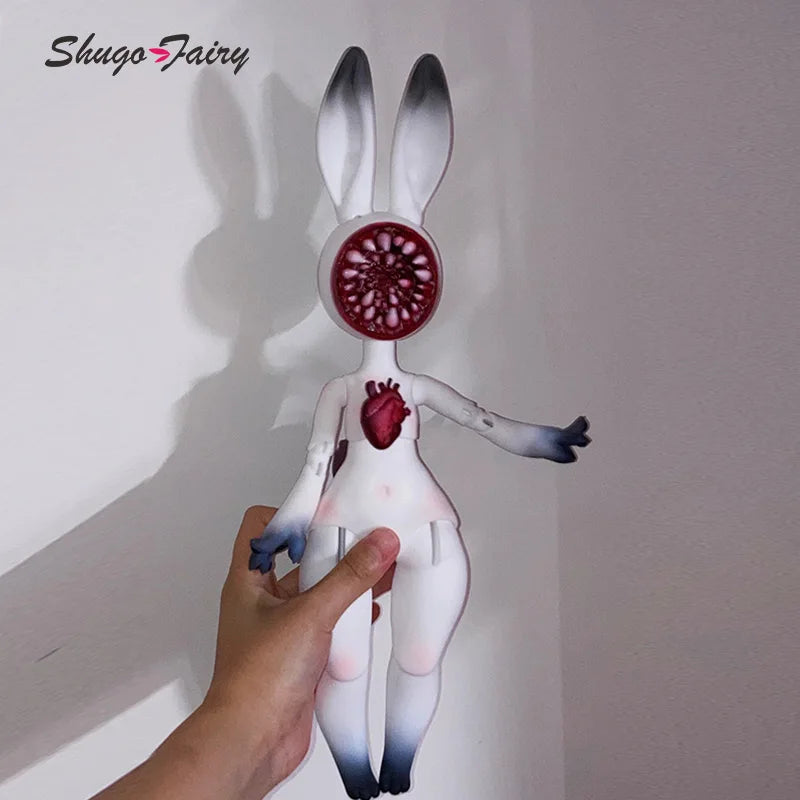 ShugaFairy Bjd Dolls 1/5 Moon White Halloween Rabbit Doll with Chomper Face Plate Tail Heart All in High Quality Doll Ball