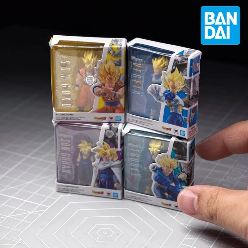 HBandai Genuine Dragon Ball SHF Mini Gashapon 5cm Set Goku/Vegeta/Trunks Anime Figures Desktop  Collectible Toys Boy Gifts