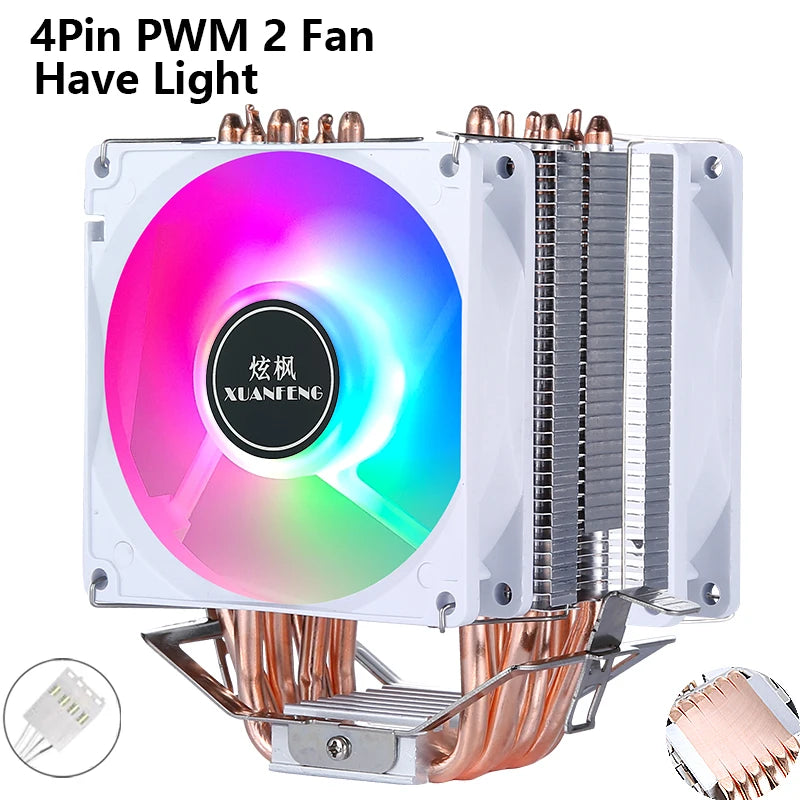 XUANFENG CPU Cooler Fan Computer x79 x99 Processor 2/4/6 Heat pipe 4pin/PWM Compatible LGA2011-3 2066 115x 1200 1700 AMD AM4 AM5