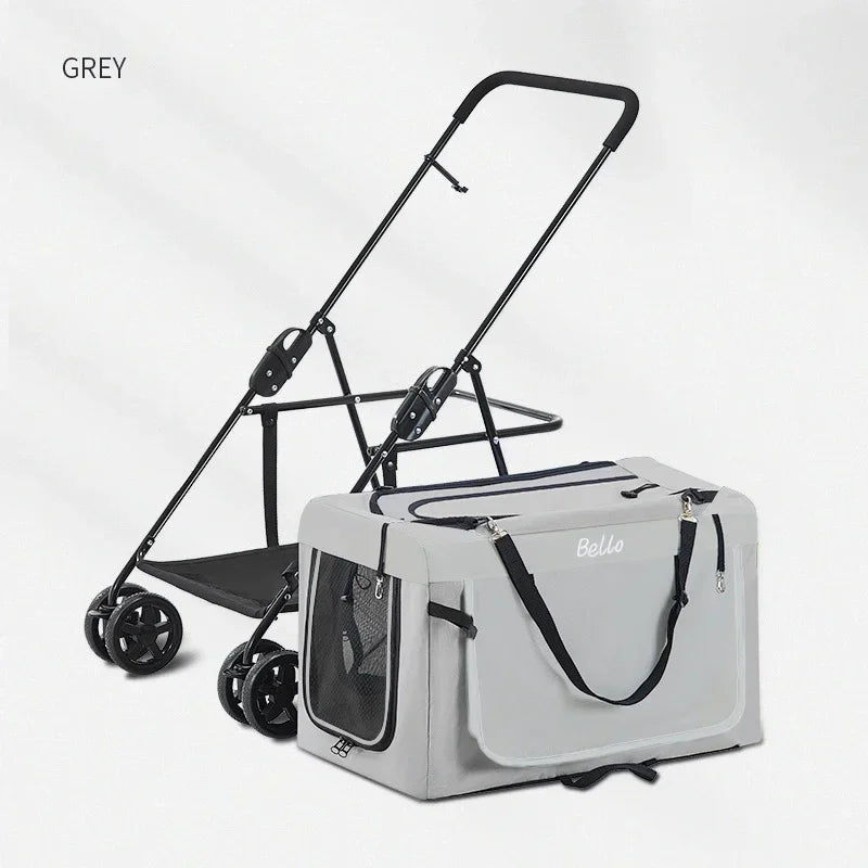 4-wheels Cat Stroller Pet Carrier Strolling Foldable Dog Stroller With Removable Liner