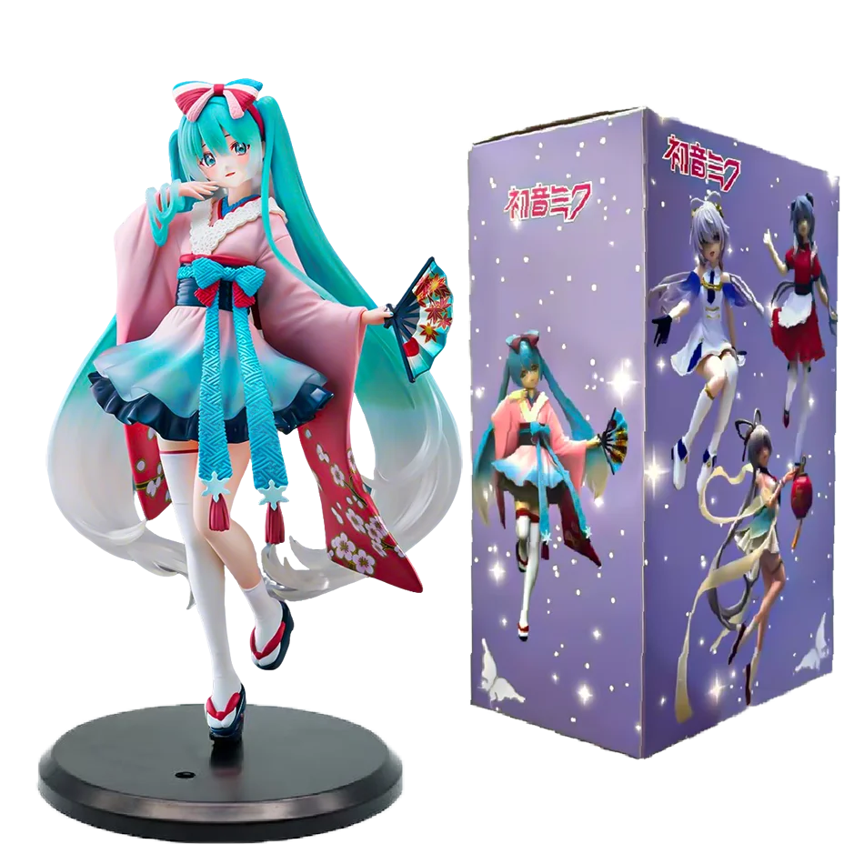 Hatsune Miku Desktop Cute Action Figure 25cm New Tokyo Series Kimono Anime Figurine Kawaii Girl Model Toy Gift