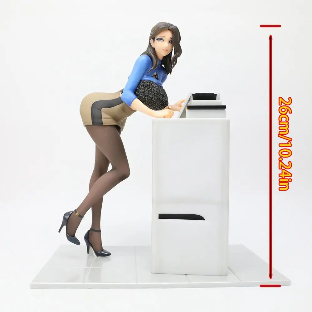 Stylish Poised Charming Anime Office Lady Pvc Figure Printer Scene Desktop Bookshelf Case Decor Collectible Model For Anime Fans