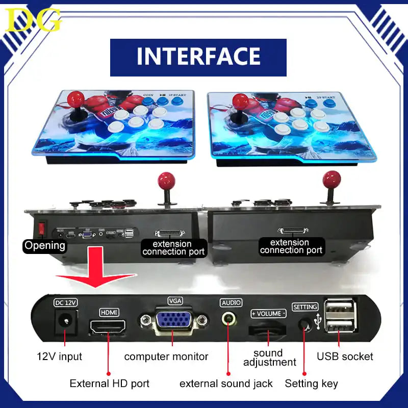 26800 in 1 Arcade Retro Game Console with 2 Separated Controller and 1 Multigame Motherboard Support English Korean Japanese 3D