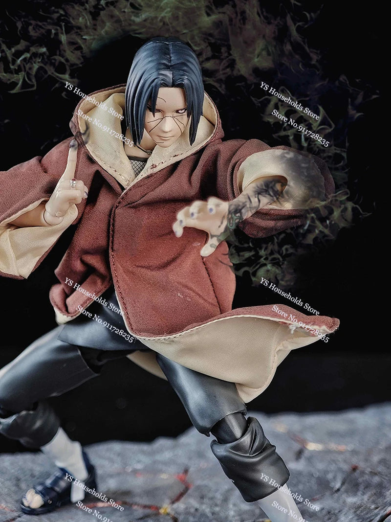 1/12 Uchiha Itachi Anime Boy Figure Coffee Hoodies Cloth Long Robe Toys Coat Clothes Accessory For 6" Shf Naruto Soldier Cosplay